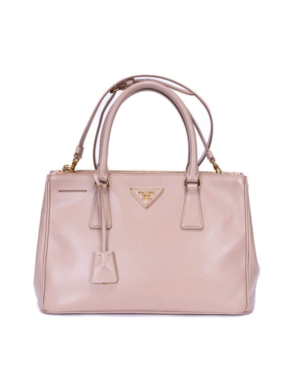 Prada La The Double Zip Galleria Tote Pink Saffiano Luxe Leather